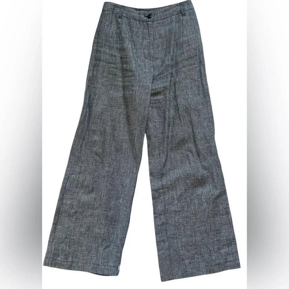 Reformation 100% Linen Wide Leg checkered Pants size 6